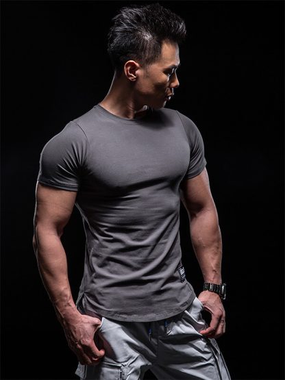 Blank gym wear wholesale men's spandex comfy workout t shirts - Image 2