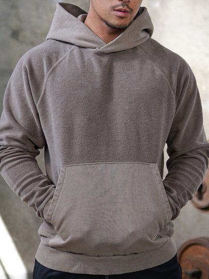 Custom team sweatshirts men raglan sleeve warm up hooded sweatshirts - Image 2