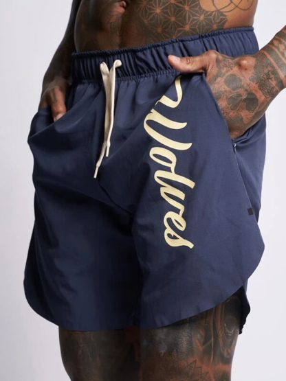 Custom text printed gym shorts baggy nylon sweat shorts