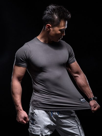 Blank gym wear wholesale men's spandex comfy workout t shirts - Image 3