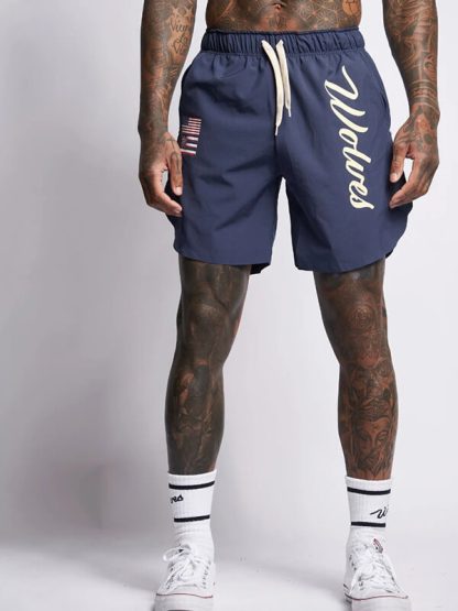 Custom text printed gym shorts baggy nylon sweat shorts - Image 2