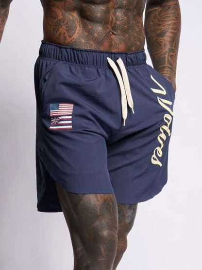 Custom text printed gym shorts baggy nylon sweat shorts - Image 3