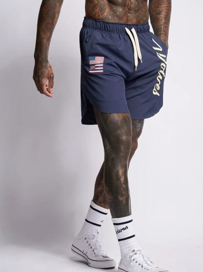 Custom text printed gym shorts baggy nylon sweat shorts - Image 4