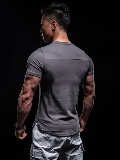 Blank gym wear wholesale men's spandex comfy workout t shirts - Image 4