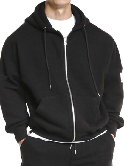 Custom track jackets with hood and drawstring pocket tracksuit