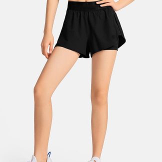 Custom trail running shorts fake 2-piece shorts black