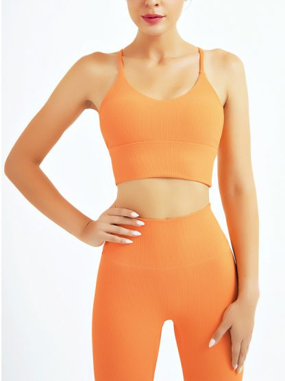 Custom unbranded gym wear China ribbed yoga clothes sets - Image 2