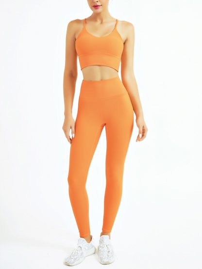 Custom unbranded gym wear China ribbed yoga clothes sets - Image 4