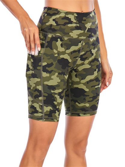 Custom woman yoga shorts skinny plus size camo printed biker shorts - Image 2