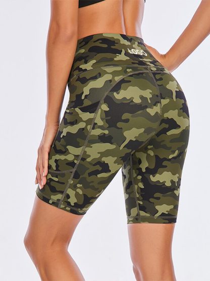 Custom woman yoga shorts skinny plus size camo printed biker shorts - Image 3