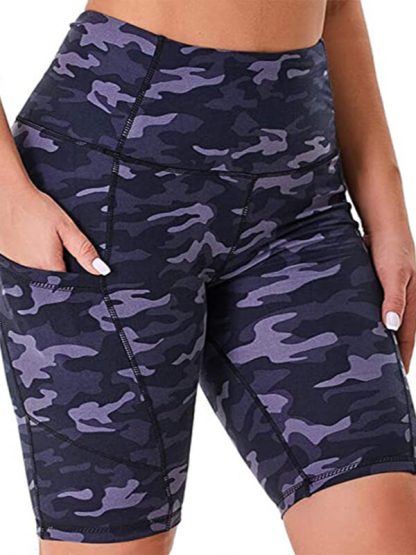 Custom woman yoga shorts skinny plus size camo printed biker shorts - Image 4